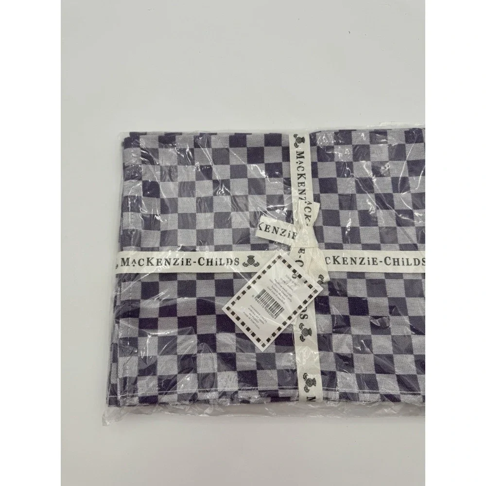 MacKenzie-Childs Plum Check Placemats Set of 4 Purple Cotton 13x18.5 NEW
